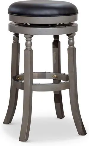 DTY Indoor Living Palmer Lake 30 Inch Counter Height Stools, Backless Swivel Bar Stool, Weathered Gray Finish with Black Seat, Contemporary Counter Stools.