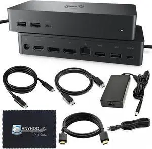 UD22  Docking Station Dual Monitor Bundle - USB-C/USB-A Universal  Dock for Laptops with 130W Adapter + 4K HDMI Cable + 4K DisplayPort + USB-C Cable + Microfiber Cloth - Supports 4K Display