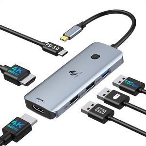 USB C Docking Station Dual Monitor, LIONWEI Laptop USB C Hub, USB C Dock Multiport Adapter with 2 4K HDMI, 3 USB-A/3.0/2.0, 100W Power Delivery, 6-in-1 USB Dongle for MacBook/Surface/Lenovo/Dell/HP