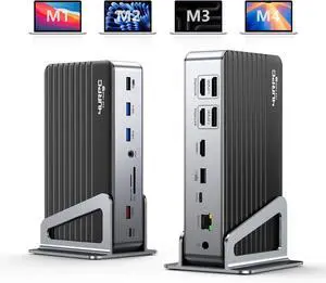 DisplayLink Docking Station Triple 4K@60Hz Monitor with 120W Power Adapter, Laptop Dock for Thunderbolt 5/4/3, USB C M1/M2/M3/M4 MacBook/Windows(Single 8K)/Chrome(3 HDMI, 2 DP, 6 USB, Ethernet)