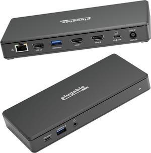 Plugable USB C Docking Station Dual Monitor 2 HDMI Ports, Power Delivery Dock, Dual 4K Monitor for Windows, ChromeOS, 1x USB-C, 3X USB, Ethernet, and Audio - Driverless (UD-MSTH2)