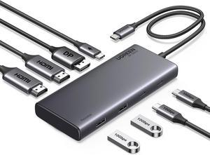 UGREEN 8 in 1 USB C Docking Station with Dual Monitor, 4K Triple Display USB C Hub with 2 HDMI, DP, 2 USB A&C 3.2 Ports, 100W PD, USB C Dock Compatible for MacBook, Dell, HP, Lenovo, Surface etc
