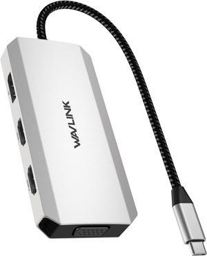 USB C to Dual HDMI Adapter 4K@60hz, 7-in-1 USB C Laptop Docking Station with 2xHDMI 1xDisplayport VGA, USB C HDMI Splitter Extend 4 Display, 3xUSB 2.0, Multiple Monitor Hub for MacBook/Dell/HP/Lenovo