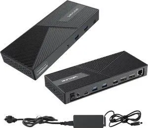 USB C Docking Station 3 Monitors with 130W Power Delivery, 12-in-1 DisplayLink Dock with Triple Monitors (2*DP, HDMI, 4*Type-A, Type-C, RJ45, Mic/Audio) for Mac Windows