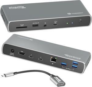 Plugable Thunderbolt 4 Dock with 100W Charging, Thunderbolt Certified, 3X Thunderbolt Ports, Laptop Docking Station Dual Monitor Single 8K or Dual 4K Monitor, 2.5G Ethernet, 1x SD, 4X USB