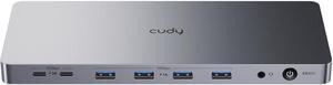 Cudy USB 3.2 Gen 2 Dual 4K 60Hz Display Docking Station, Up to 2 Monitor Display, 10Gbps USB C, 2 HDMI & Display Ports, 1000Mbps RJ45 Port, 100 Watts PD, 150 Watts PSU, DisplayLink, CS700