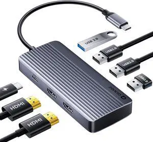QUUGE Docking Station Dual Monitor 2 HDMI, 7 in 1 USB C Hub with Dual HDMI 4K, PD Charging, 5Gbps USB 3.0, 3 USB2.0, USB C Docking Station for MacBook Pro/Dell XPS/HP/Lenovo/Surface/Yoga etc