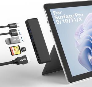 Surface Pro 9/10/11/X Accessories, Surface Pro 9 Docking Station with 4K HDMI, USB-C Thunerbolt 4 (Display+Data+PD Charging), 2 USB 3.0, SD/TF Card Reader for Surface Pro 9/Pro10/Pro11/ProX