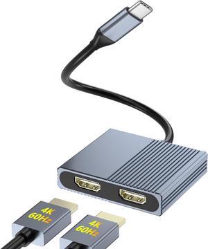 Dual HDMI Adapter for 2 Monitors, Dual 4K@60Hz HDMI Splitter for Dual Monitors, Dual Monitor Adapter, HDMI Splitter Extended Display, USB C Laptop Docking Station Dual Monitor for Dell/Mac/HP/Lenovo