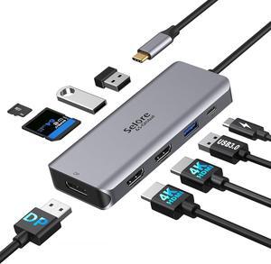USB C Docking Station Dual Monitor, 9 in 1 USB C Triple Display Docking Station to Dual HDMI Adapter Displayport SD TF Card Reader 2USB 2.0, 1 USB 3.0, 100W PD for USB C Thunderbolt 3 Laptops
