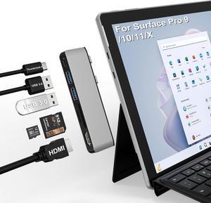 Surface USB Hub Docking Station - 4K HDMI, USB-C Thunderbolt 4 (8K Video+Data+100W PD), USB 3.0 x2, SD TF Card Slot, for Surface Pro 11/10/9/X
