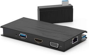 VisionTek VT100 Portable USB-A Dual Monitor Hub - 1x HDMI, 1x VGA, 2x USB Ports, micro/SD Reader, Ethernet for Windows