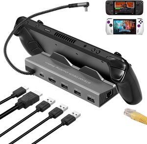 Docking Station for Steam Deck ROG Ally, 6 in 1 Steam Deck Dock with HDMI 2.0 4K@60Hz, 1000Mbps Gigabit Ethernet, 3 USB-A 3.0 and 100W Full Speed Charging USB-C Port Compatible with Valve Steam Deck