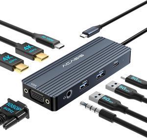 ACASIS USB C Docking Station Dual Monitors,Laptop Docking Station with Dual HDMI 4K@60HZ,1*VGA 1080P@60HZ,2 * 5G USB A,1 * 5G USB C,3.5MM Audio,PD100W;8 in 1 USB C Dock for MacBook M4/M3/M2/M1/Windows