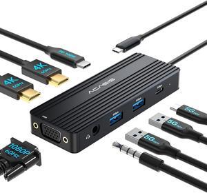 ACASIS USB C Docking Station Dual Monitors,Laptop Docking Station with Dual HDMI 4K@60HZ,1*VGA 1080P@60HZ,2 * 5G USB A,1 * 5G USB C,3.5MM Audio,PD100W;8 in 1 USB C Dock for MacBook M4/M3/M2/M1/Windows
