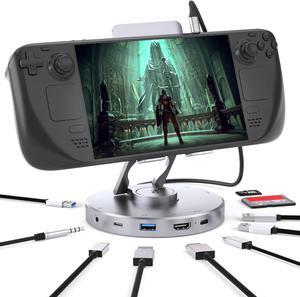 Docking Station for Steam Deck ROG Ally - 10 in 1 Stream Deck Dock with HDMI 2.0 4K@60Hz, SD/TF, 3.5mm Audio, PD 100W, 3 USB-A 3.0 and Full Speed Charging USB-C Port Compatible with Valve Steam Deck