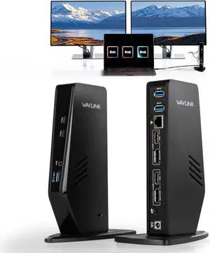 WAVLINK USB 3.0 and USB-C Universal Laptop Docking Station with 100W Charging, Dual Monitor Docking Station for Windows or Mac, 4K HDMI (2 HDMI,2 Display Ports,3 USB-A, 2 USB-C, Ethernet, Audio&Mic)