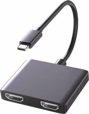 USB C to Dual HDMI Adapter for 2 Monitors, HDMI Splitter for Dual Monitors, Docking Station Dual Monitor, Laptop Connected to Two Monitors, Dual Monitor Adapter Extended Display (Only Support Windows)