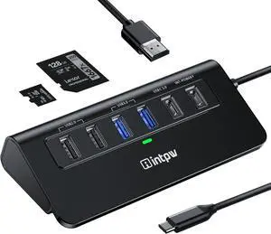 USB C Hub, INTPW 9-in-1 USB C to HDMI Adapter with 4K HDMI, PD 100W, USB-C and 2 USB A 3.0 5Gbps, 2 USB A 2.0, SD/TF Slots for MacBook Pro/Air, iPad Pro, iPhone 15/16 Series and Other Type C Devices