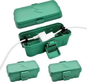 Hrensaw 3PCS Small Weatherproof Electrical Connection Box(Inner 5.5x3x2.2inch),Outdoor Electrical Box,Waterproof Extension Cord Covers for Plug, Extension Cables, Holiday Lights,Green