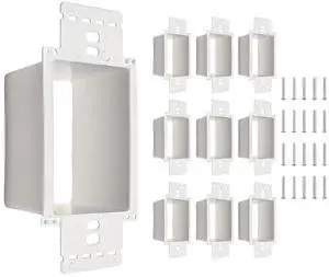 BestMounts - 10 Pack Electrical Power Outlet Box Extender Kit  Single Gang Box Extender - Single Receptacle Heavy Duty Plastic (White)