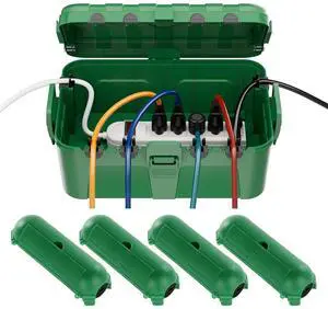 [5 Pieces] RESTMO Large Outdoor Electrical Box, Outdoor Extension Cord Safety Cover, IP54 Waterproof Connection Box, Weatherproof Box for Power Strip, Outlet, Plug, Socket, Timer, Holiday Light, Green