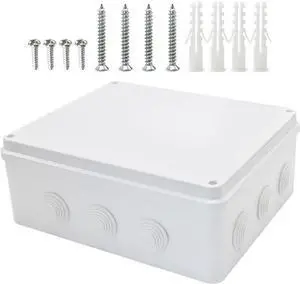 MAKERELE Outdoor Electrical Box ABS Plastic Watertight Dustproof Junction Box Universal Electrical Enclosure White 11.8×9.8×4.7 inch(300×250×120mm)