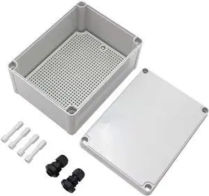 MAKERELE Watertight Outdoor Plastic Junction Box 7.875.903.94 (200150100mm) IP67 Electronics Projects Junction Waterproof Case with 2 NPT 3/8 Glands