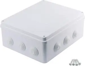 Sunnyglade ABS Plastic Electrical Junction Box IP65 Waterproof Universal Outlet Box Durable Outdoor Electrical Gang Box White 11.8 x 9.8 x 4.7 inch