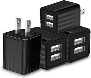 USB Wall Charger, 4-Pack 2.1A/5V Dual-Port USB Cube Power Adapter Charger Plug Box Brick for iPhone 16 15 14 13 12 11 X,iPad,iPad Pro/Air/Mini,Samsung Galaxy/Note,LG,Moto,Pixel,Kindle Fire,AirPods/Pro