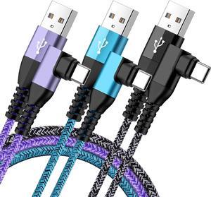 USB C Android Phone Charger Cable Fast Charging 3.1A Power Cord 3 Pack 6FT 90 Degree Type A to C for Google Pixel 9 Pro XL 8a 8 7a 7 Pro,Samsung Galaxy A16 A35 A14 A54 S24 S23 Ultra A15 A25 S22 S21 FE