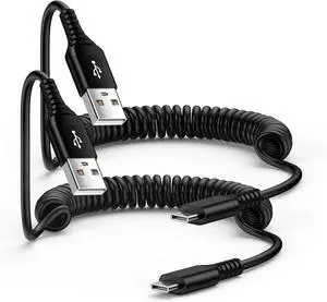 Android Auto USB C Cable for Car  Charger Cord Type C Fast Charging Coiled Cell Phone Power Cord 3FT 2Pack for  Galaxy A36 A16 A14 5G A54 S25 S24 S23 S22 S21 S20 A53 Pixel 8 7a 7 Pro 6a