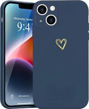 for iPhone 14 Case Cute Slim Shockproof Phone Case with Wireless Charging Support and Protection, Navy Blue