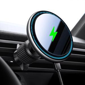 for 15W Magsafe Car Mount Charger, [Vibrant LED Decoration] Wireless Car Charger, Magnetic Phone Holder Mount for Air Vent