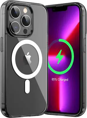 JETech Magnetic Case for iPhone 13 Pro 6.1-Inch Compatible with MagSafe Wireless Charging, Shockproof Phone Bumper Cover, Anti-Scratch Clear Back (Black)