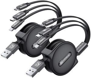 CAFELE [2025 Upgraded Multi Charging Cable, 3 in 1 Retractable USB Charging Cable with Type C, Micro USB, Phone Port, Multiple Fast Charger Cord for Phone 14 13 12 11 XS XR X 8 7 6 SE, Galaxy(4ft)