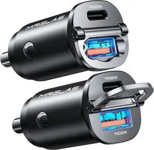 [2-Pack] 125W USB C Car Charger Mini Metal USB C Car Adapter Fast Charging PD65W & QC60W Dual Port Type C Cigarette Lighter USB Charger for iPhone 16 15 14 Pro Max iPad  MacBook