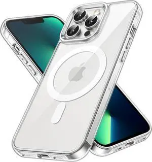 JETech Magnetic Case for iPhone 13 Pro Max 6.7-Inch Compatible with MagSafe Wireless Charging, Shockproof Phone Bumper Cover, Anti-Scratch Clear Back (Clear)