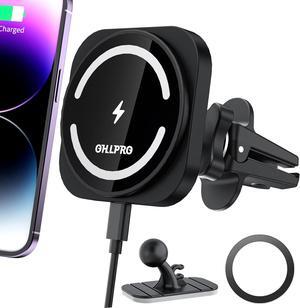 OHLPRO Magnetic Wireless Car Charger for Magsafe Car Mount iPhone 16/15/14/13/12 Pro Max Mini,15W Fast Charging Phone Holder Car Air Vent Mount with Stick on Dashboard