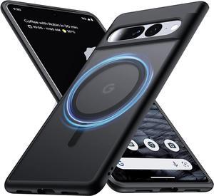 Magnetic for Google Pixel 7 Pro Case [Compatible with MagSafe][Anti-Fingerprint][Slim Fit][Military Shockproof] Translucent Matte Hard Back Pixel 7 Pro 5G Phone Cover 6.7, Black
