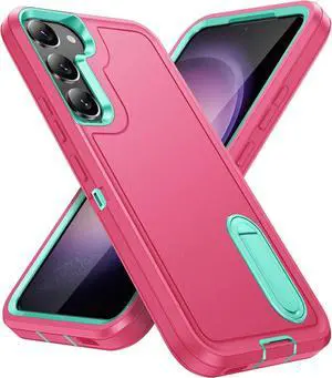 BaHaHoues for Samsung Galaxy S23 Case, Samsung S23 Phone Case with Built in Kickstand, Shockproof/Dustproof/Drop Proof Military Grade Protective Cover for Galaxy S23 5G (Pink/Aqua Blue)