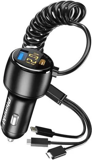 66W High-Speed Car Charger - 5-Port Fast Charging Hub with PD & QC3.0, Universal Compatibility for iPhone 15/14/13/12/11, Samsung Galaxy S23/S22/S21, Note20/10, Pixel & More Devices