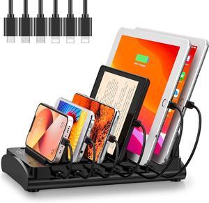 Charging Station for Multiple Devices, ETL Listed, Bototek 60W 6 Ports Charger Station for iPhone, iPad, Cell Phone, Tablets, and Other Electronics (6 Ports-Black)