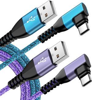USB C Cable 3.1A Android Charger Type C Fast Charging Right Angle for iPhone 16 Pro Max Plus 15,2Pack 6ft Braid Cell Phone Power Cord for Samsung Galaxy A16 5G S24 S23 Ultra A14 A54 S22 A13 A53 A15