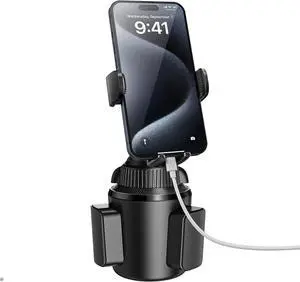 Universal Car Cup Phone Holder | Quick Extension Long Arm | 360° Swivel | Adjustable for iPhone  Google and All Smartphones | Stable & No Shake Design