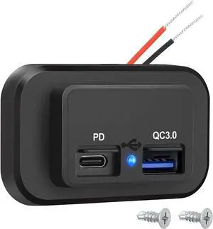 Linkstyle 12V RV USB Outlet, QC3.0 USB A Port & USB C Port Surface Mount Charging Socket Panel for Car Marine Motorcycle