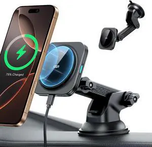 ESR for MagSafe Car Mount Charger, for MagSafe Car Charger, Dashboard/Windshield Magnetic Wireless Car Charger, 360° Rotation, Magnetic Car Phone Holder Mount for iPhone 15/14/13/12, Fast Charging