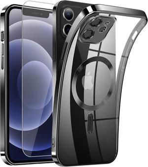DOSNTO Magnetic Clear for iPhone 12 Mini Case with MagSafe [Full Wrap Camera Protection] [Original iPhone Exterior] Silicone Cover Slim Thin [Non-Yellowing] Anti-Fingerprint Scratch Wireless Charging