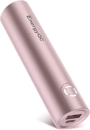 EnergyQC Fast Charging Portable Charger 5000mAh,External Battery Power Bank with USB-C Input(Recharge Only), Battery Pack Compatible with iPhone,Samsung Galaxy,Airpods and More-Rose Gold