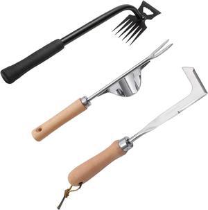 Gardening Hand Weeder Tools, 6 Teeth Uprooting Weeding Tool Multifunctional Manual Hand Weeder for Lawn Garden, Crack Weeder Crevice Weeding Tool, 3 PCS
